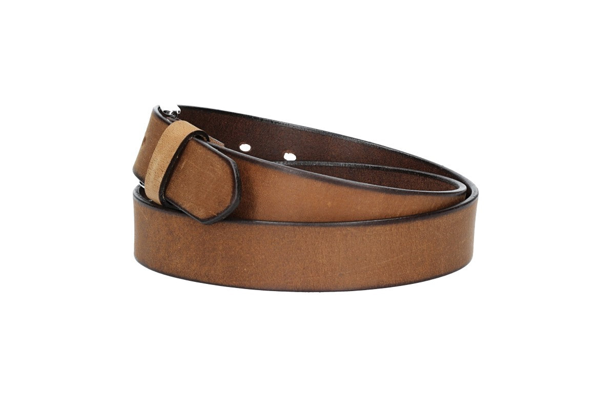 Ledergürtel Light Brown 35mm mit Dornschließe in Silber