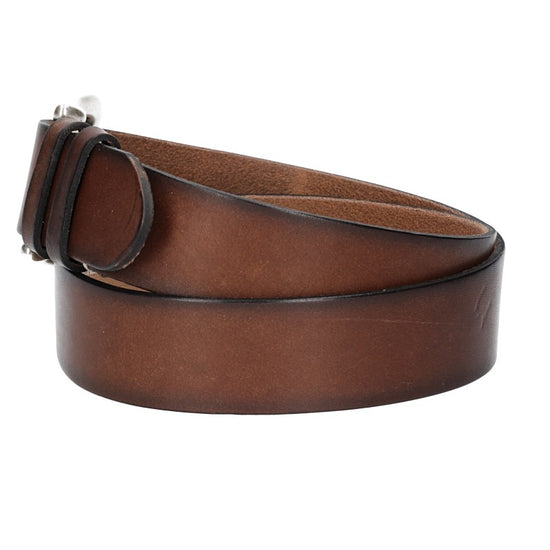 Ledergürtel Braun 40mm mit Handnaht und Schließe Silber - leder-accessoires.com