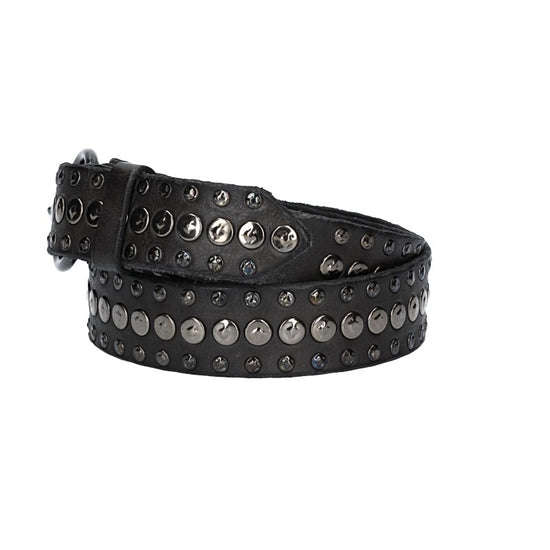 Campomaggi Gürtel Liri aus Leder in Schwarz mit Nieten - leder-accessoires.com