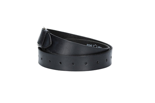 Ledergürtel Überlänge Schwarz 35mm mit Schließe in Silber - leder-accessoires.com