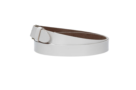 Damengürtel 25mm in Weiß mit Dornschließe in Lightgold - leder-accessoires.com