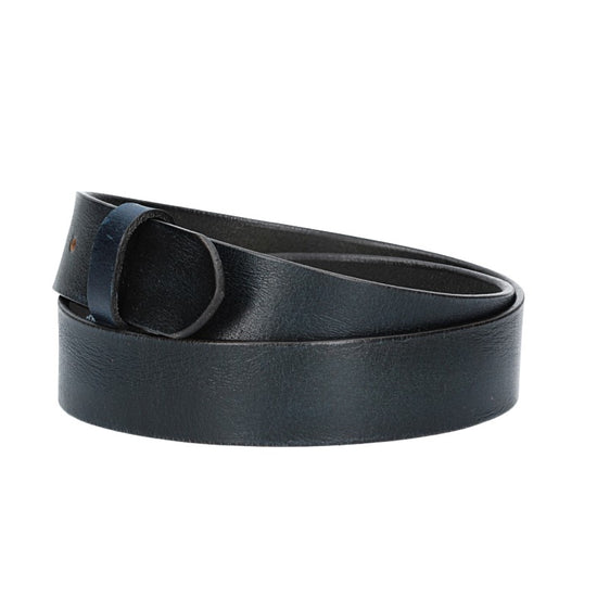 Lederriemen | Gürtelrohling Glanz 35mm in Blau | Marine mit Schlaufe und Kapplochteil - leder-accessoires.com