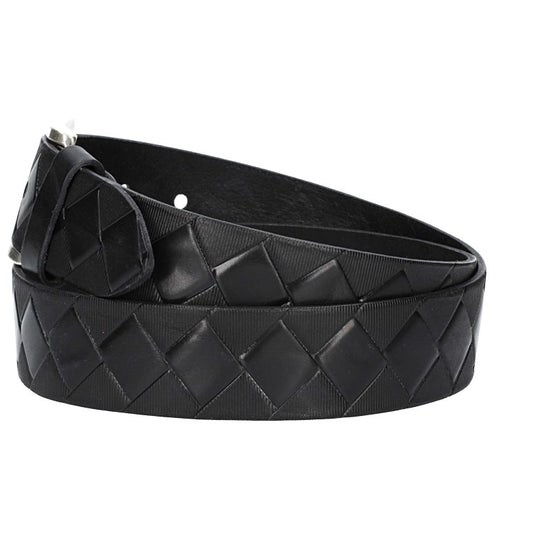 Jeansgürtel 40mm in Schwarz mit Rautenprägung und Dornschließe - leder-accessoires.com
