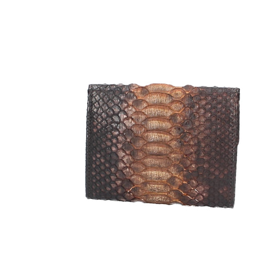 Damenbörse mit Überschlag in Hellbraun aus echtem Schlangenleder - leder-accessoires.com