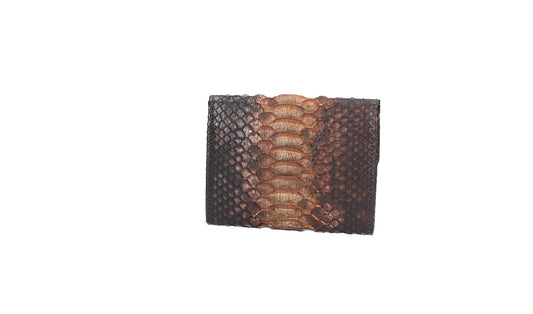 Damenbörse mit Überschlag in Hellbraun aus echtem Schlangenleder