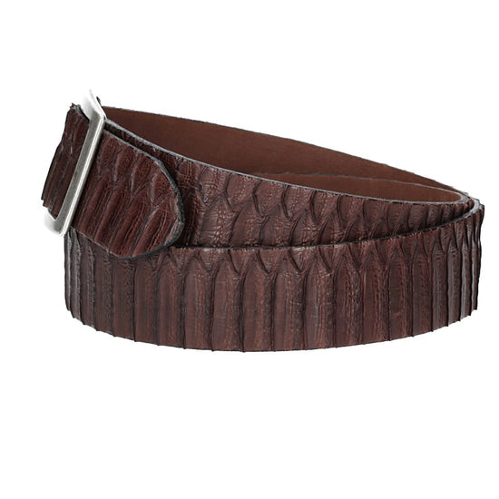 Schlangenledergürtel 40mm D`Braun und Vollschließe in Silber - leder-accessoires.com