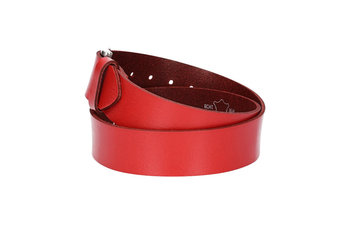 Ledergürtel Kids 30mm in Rot mit Dornschließe in Silber