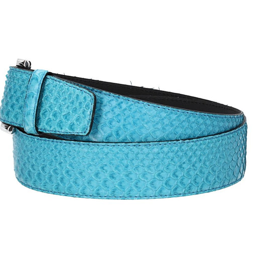 Schlangenledergürtel 40mm Türkis mit Schließe in Silber - leder-accessoires.com