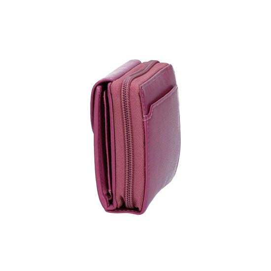 Damenbörse mit Reißverschluss in Beere aus Leder - leder-accessoires.com