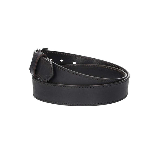 Ledergürtel Schwarz 35mm abgenäht mit Dornschließe in Silber - leder-accessoires.com