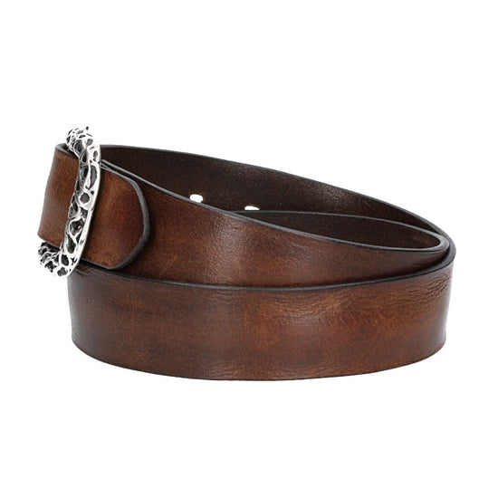 Ledergürtel in Cognac 40mm mit Schmuck-Vollschließe - leder-accessoires.com