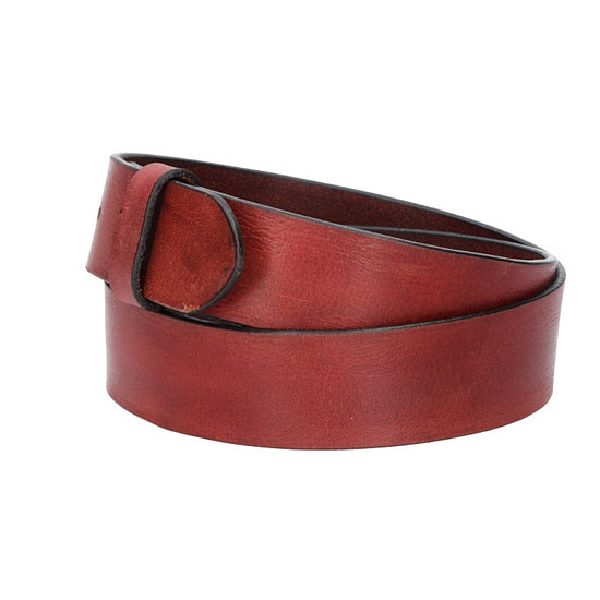 Lederriemen | Gürtelrohling Glanz 40mm in Rot mit Schlaufe und Kapplochteil - leder-accessoires.com