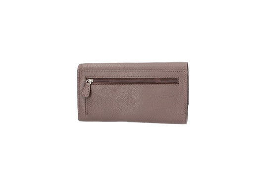 Damenbörse mit Überschlag in Braun aus Leder - leder-accessoires.com