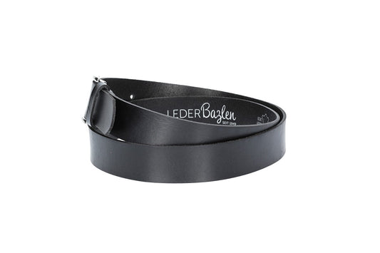Ledergürtel 30mm in Schwarz mit Dornschließe in Silber