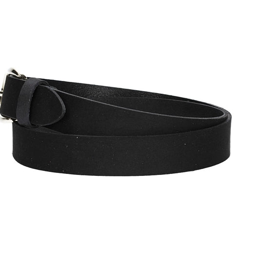 Veloursledergürtel 30mm in Schwarz mit Dornschließe in Lightgold - leder-accessoires.com