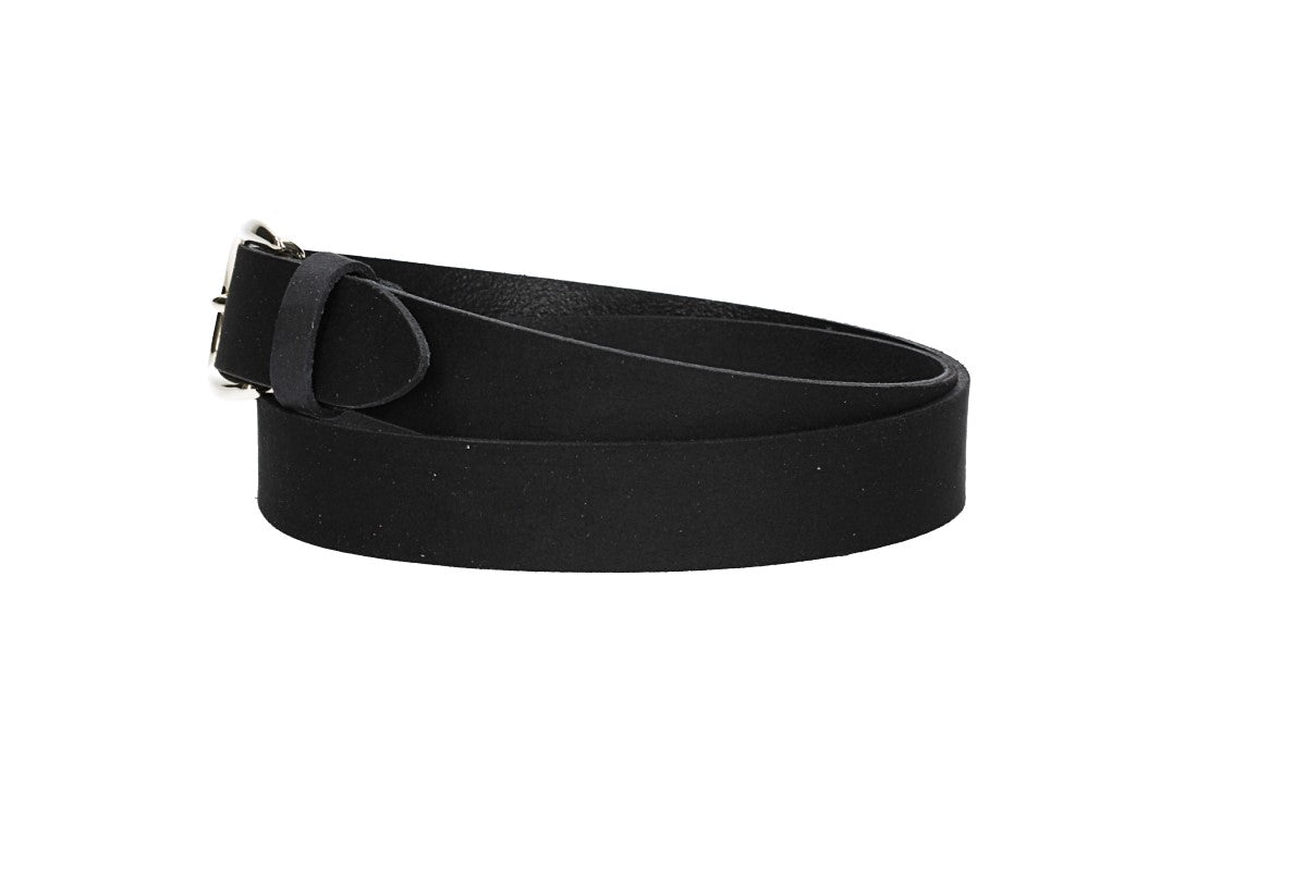 Veloursledergürtel 30mm in Schwarz mit Dornschließe in Lightgold