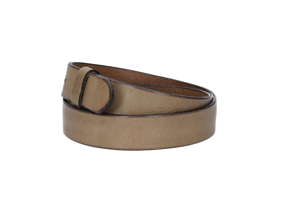 Lederriemen | Gürtelrohling Glanz 35mm in Natur| Beige mit Schlaufe und Kapplochteil