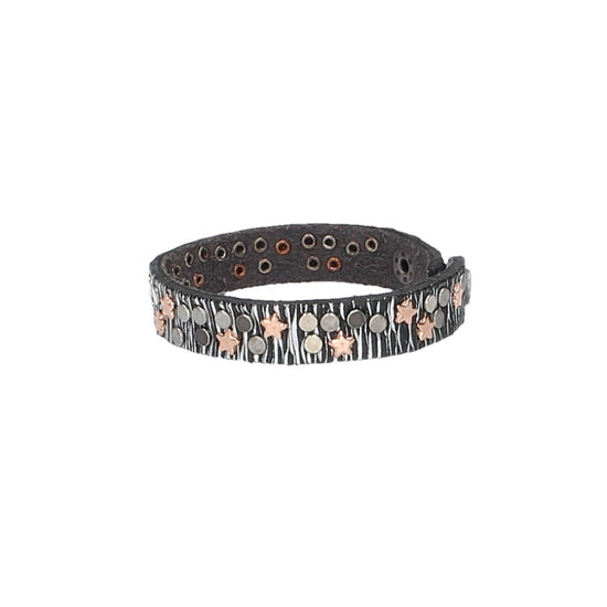 Armband Silber|Metallic mit Nieten aus Leder - leder-accessoires.com