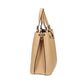 Kurzgrifftasche aus Leder in Beige