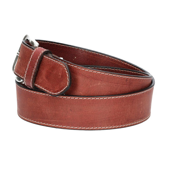 Ledergürtel Rot 40mm abgenäht mit Dornschließe in Silber - leder-accessoires.com