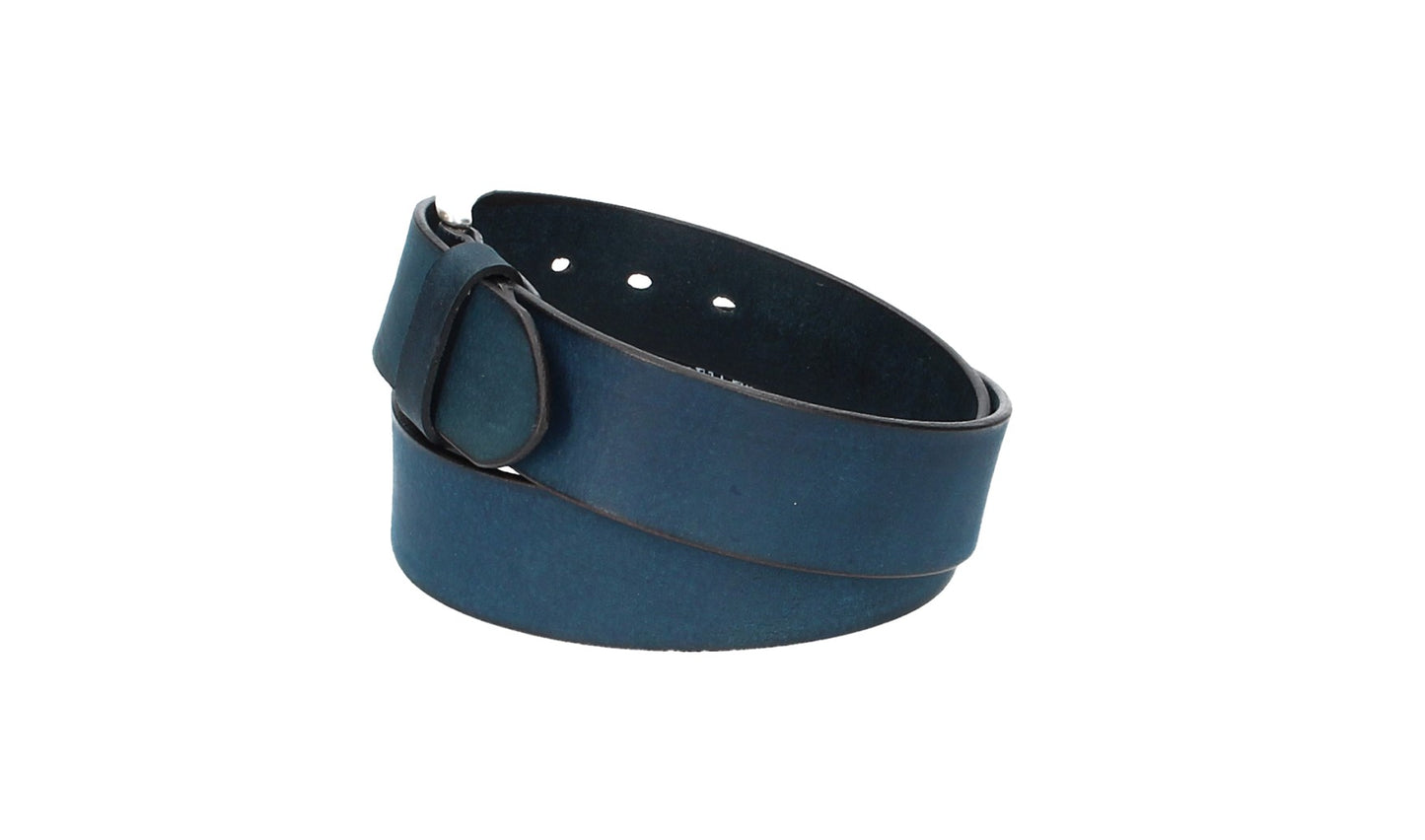 Ledergürtel Blau|Marine 40mm mit Dornschließe in Silber