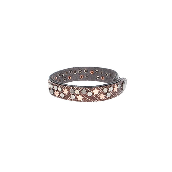 Armband Braun|Metallic mit  Sternen aus Leder - leder-accessoires.com