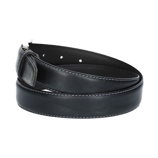 Ledergürtel in Dunkelblau 30mm bombiert mit Schließe in glänzendem Silber - leder-accessoires.com