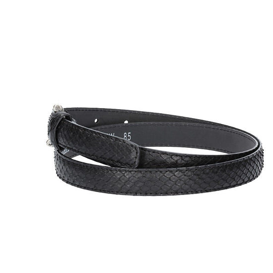 Schlangenledergürtel 20mm in Schwarz  und Dornschließe - leder-accessoires.com