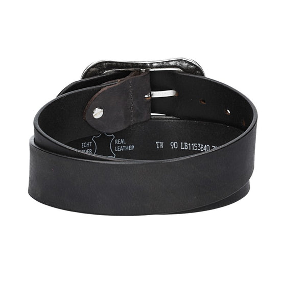 Ledergürtel Schwarz 40mm mit Blumenschließe - leder-accessoires.com