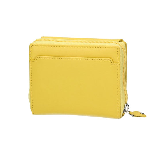 Damenbörse mit Reißverschluss in Gelb aus Leder - leder-accessoires.com