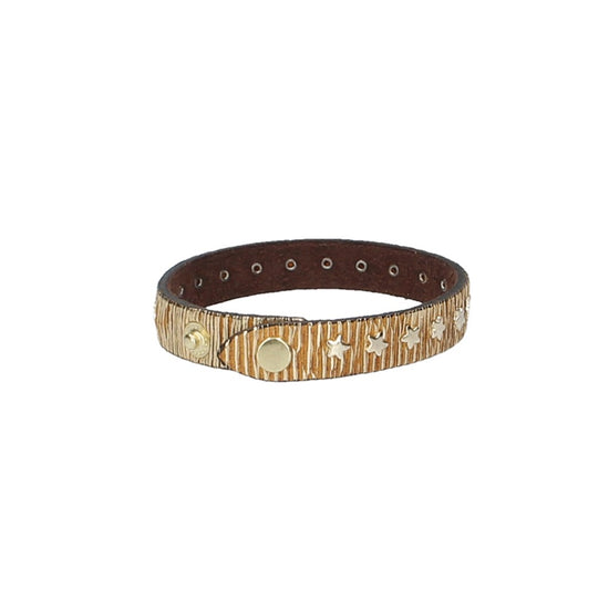 Armband mit Sternen in Gold aus Leder - leder-accessoires.com