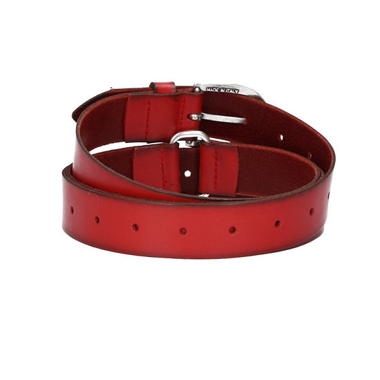 Ledergürtel Überlänge Rot 35mm mit Schließe in Silber - leder-accessoires.com