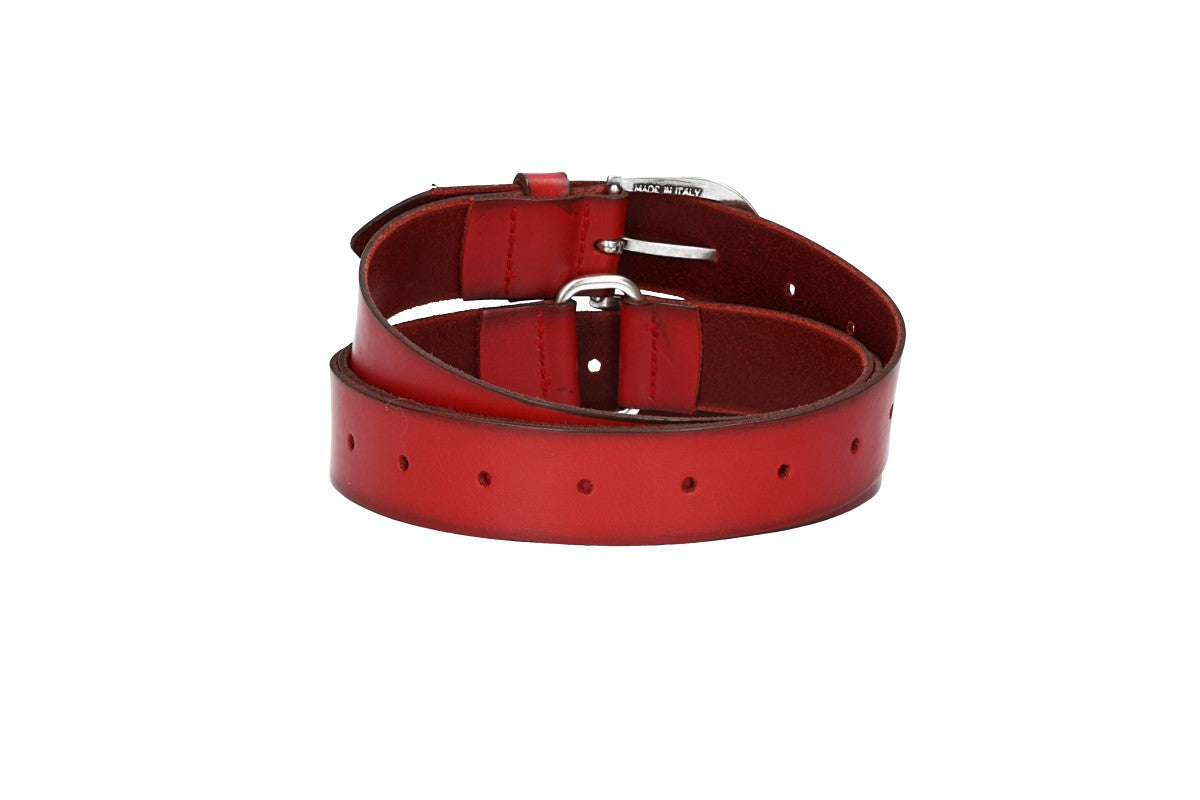 Ledergürtel Überlänge Rot 35mm mit Schließe in Silber