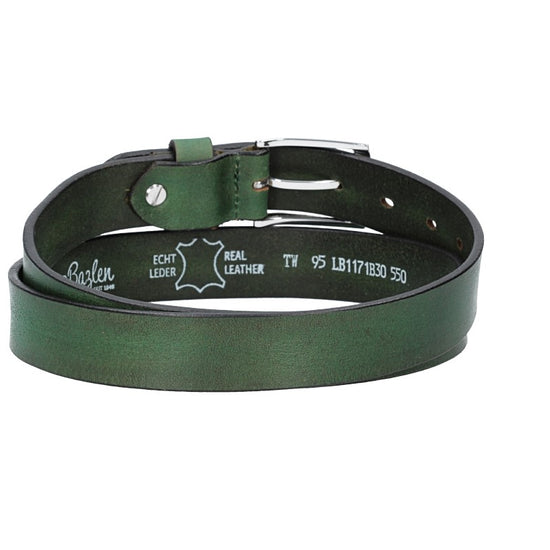 Ledergürtel 30mm in Grün mit Schließe in Silber - leder-accessoires.com