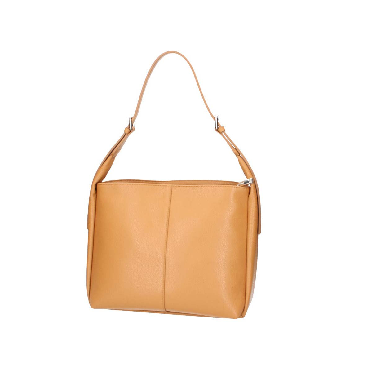 Schultertasche in Cognac aus Leder mit Reißverschluss
