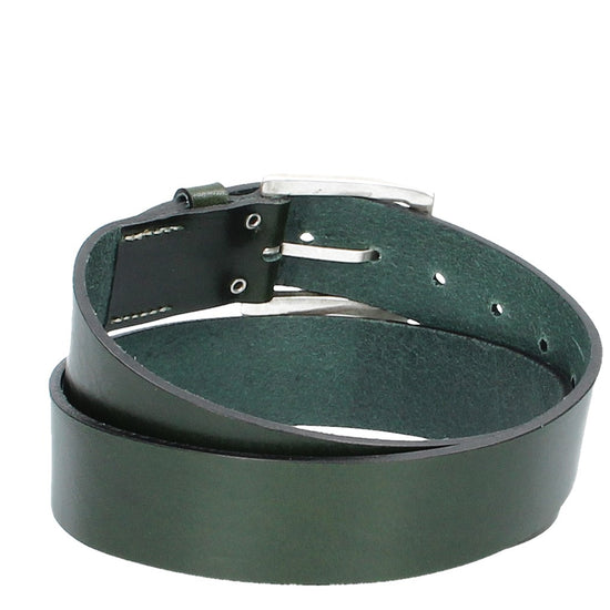 Hochwertiger Ledergürtel 40mm in Oliv mit rustikaler Schließe in Silber - leder-accessoires.com