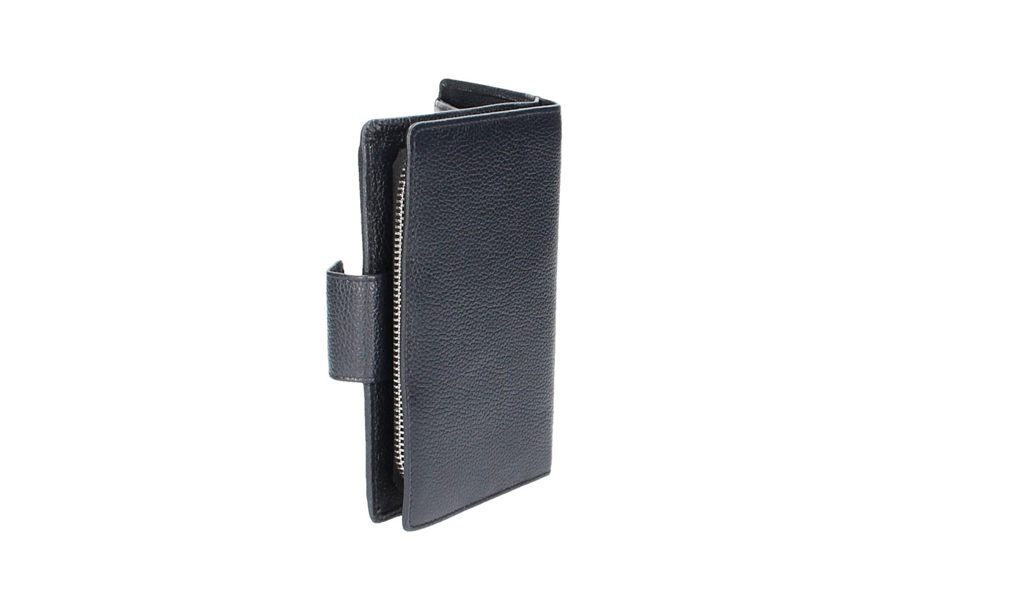 Damenbörse mit Riegel in Schwarz aus Leder