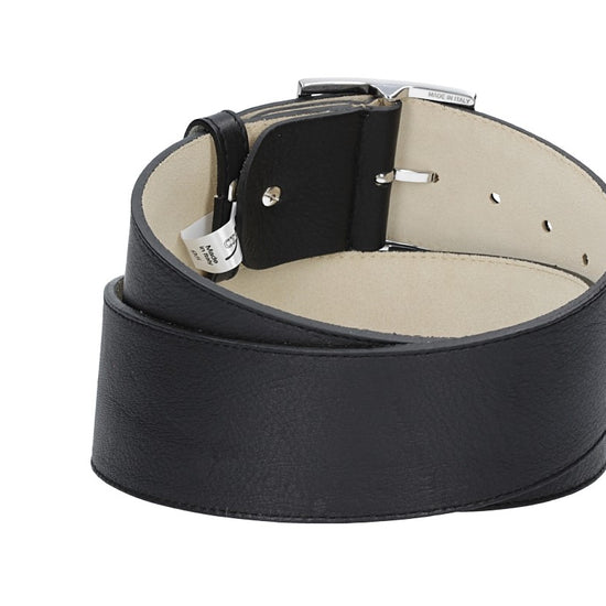 Formgürtel Schwarz 60mm mit Vollschließe in Silber - leder-accessoires.com