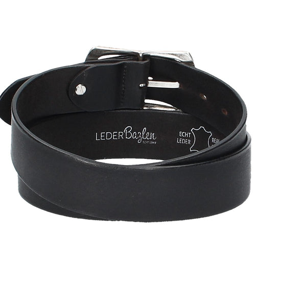 Ledergürtel Schwarz 40mm mit Vollschließe in Silber - leder-accessoires.com