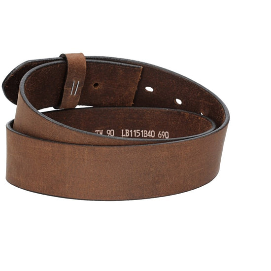 Lederriemen | Gürtelrohling Matt 40mm in Braun mit Schlaufe und Kapplochteil - leder-accessoires.com