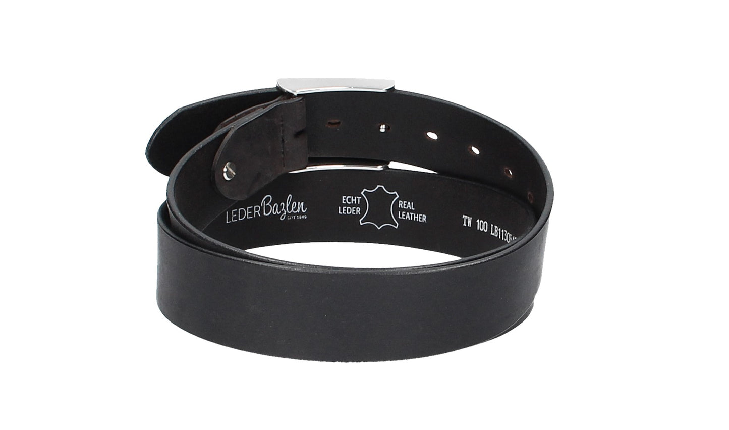 Ledergürtel Schwarz 40mm mit Koppelschließe