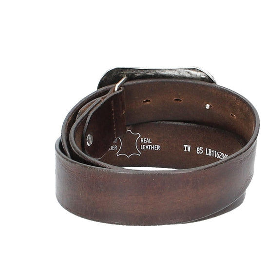 Ledergürtel Braun 40mm mit Blumenschließe|Koppelschließe - leder-accessoires.com