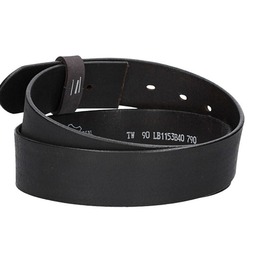 Lederriemen | Gürtelrohling Matt 40mm in Schwarz mit Schlaufe und Kapplochteil - leder-accessoires.com