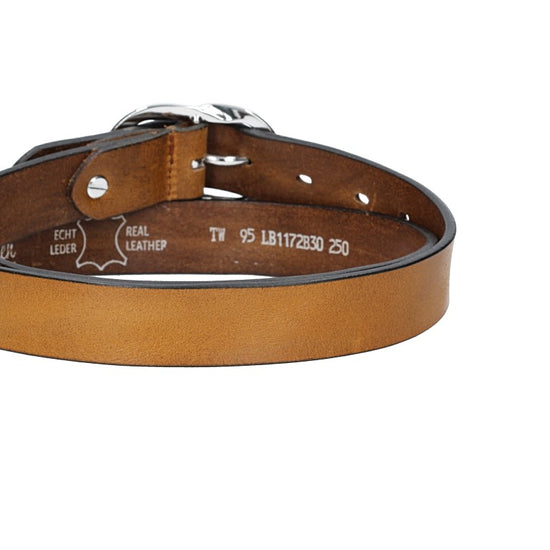 Ledergürtel 30mm in Gelb|Ocker mit Schmuckschließe - leder-accessoires.com