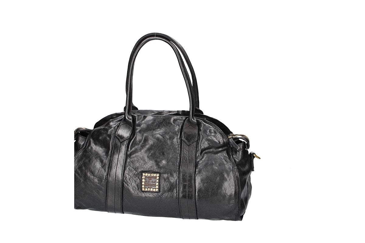 Kurzgrifftasche Kura aus Leder in Schwarz