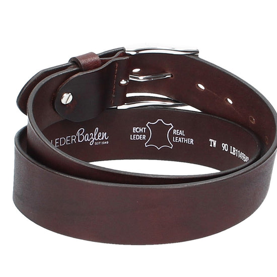 Ledergürtel Rot|Bordeaux 40mm mit Dornschließe in Silber - leder-accessoires.com