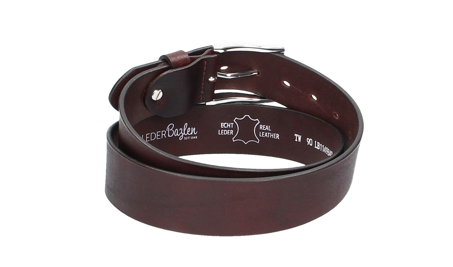Ledergürtel Rot|Bordeaux 40mm mit Dornschließe in Silber