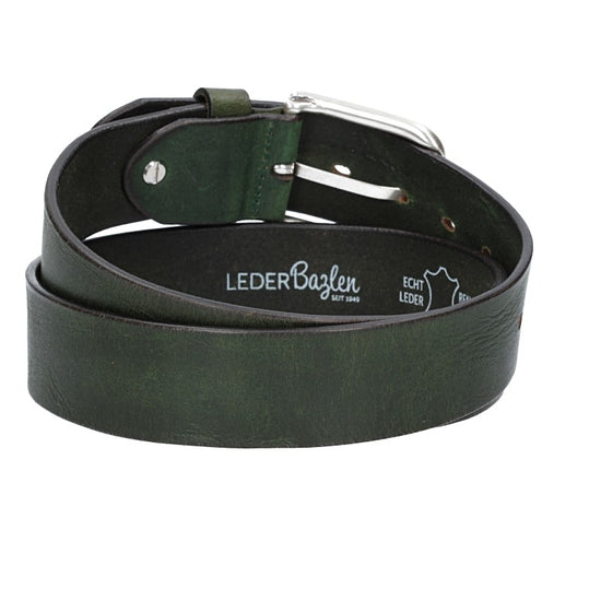 Ledergürtel Grün 40mm mit Dornschließe in Silber - leder-accessoires.com