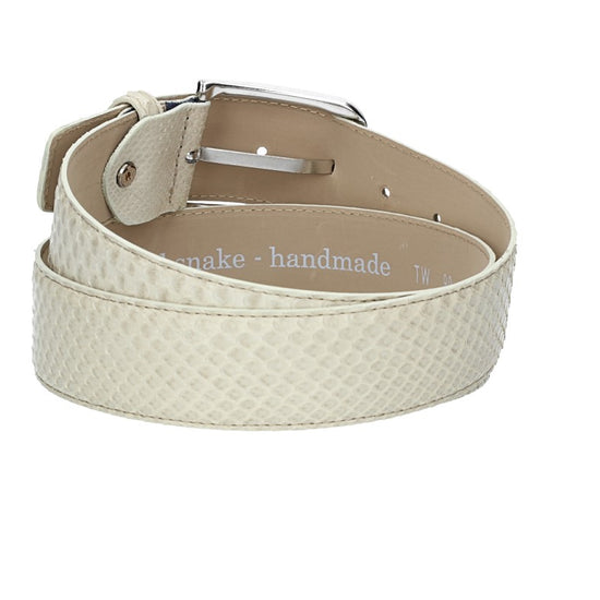 Schlangenledergürtel 40mm Beige mit Schließe in Silber - leder-accessoires.com