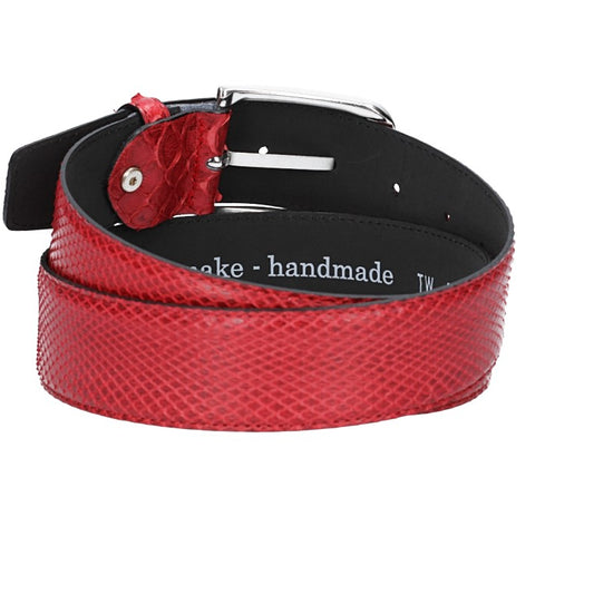 Schlangenledergürtel 40mm Rot mit Schließe in Silber - leder-accessoires.com